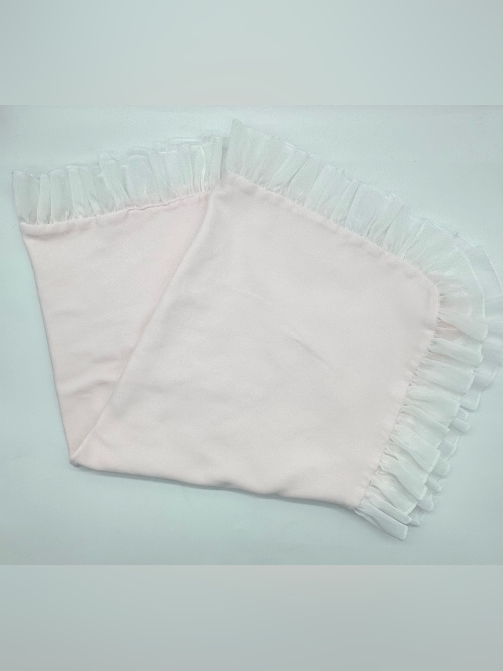 Edgehill Collection  Light Pink Swaddle Blanket with Ruffle Trim